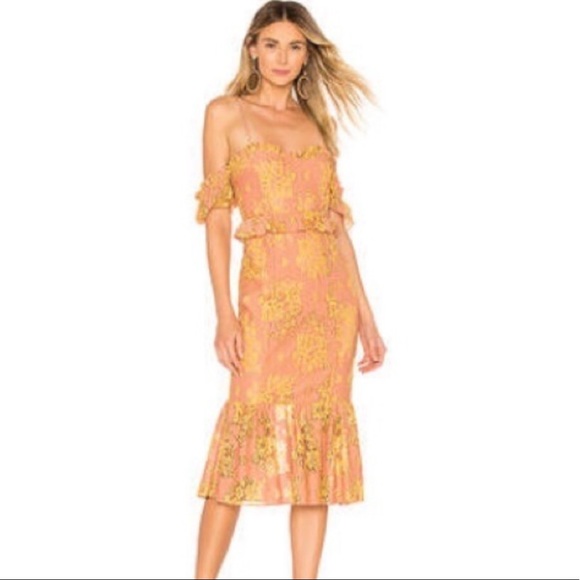 MAJORELLE NWT Sashi Midi Dress in Golden Blush - Picture 1 of 11